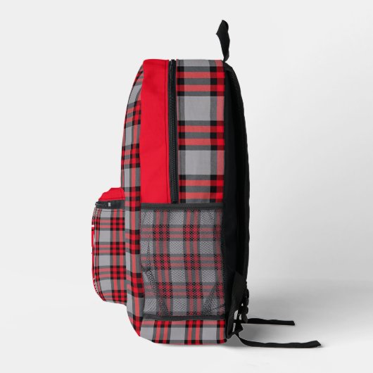 Scarlet red, gray, black Tartan Plaid Ohio State Bedruckter Rucksack (Rechts)