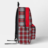 Scarlet red, gray, black Tartan Plaid Ohio State Bedruckter Rucksack (Links)