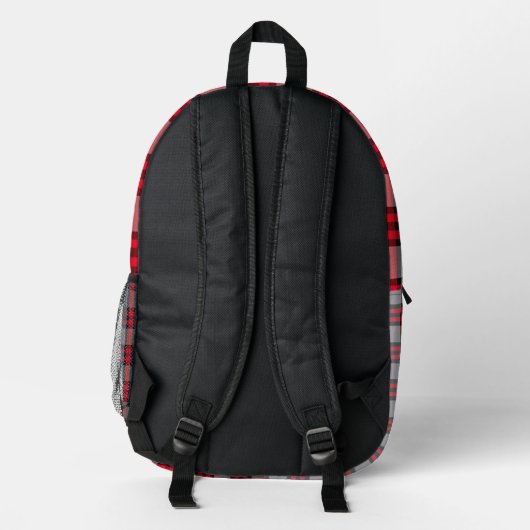 Scarlet red, gray, black Tartan Plaid Ohio State Bedruckter Rucksack (Rückseite)