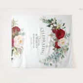 Scarlet Red Ivory Peony Eucalyptus Wedding Prop Wandteppich (Vorderseite (Horizontal))