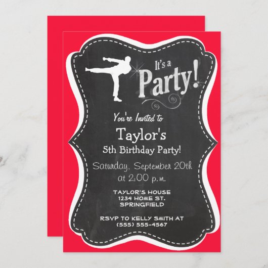 Scarlet Red Martial Arts Einladung (Vorne/Hinten)