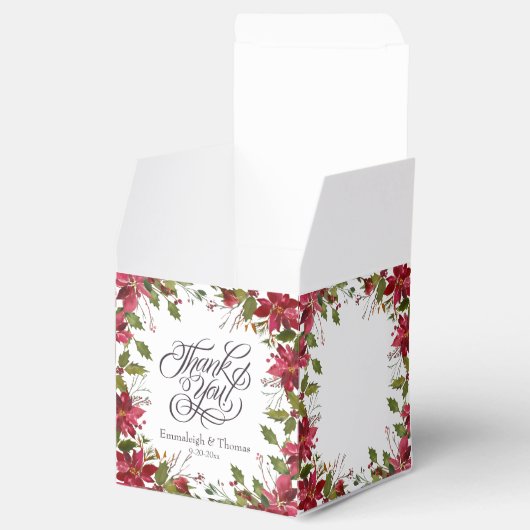 Scarlet Red Poinsettia Floral Wedding Geschenkschachtel (Geöffnet)
