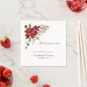 Scarlet Red Poinsettia Floral Wedding Serviette (Beispiel)