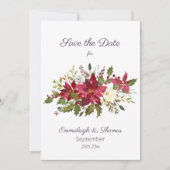 Scarlet Red Poinsettia Florals Save the Date (Vorderseite)
