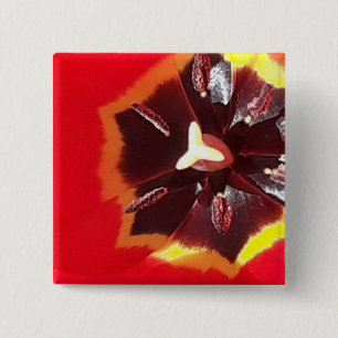 Scarlet Red Tulip Button