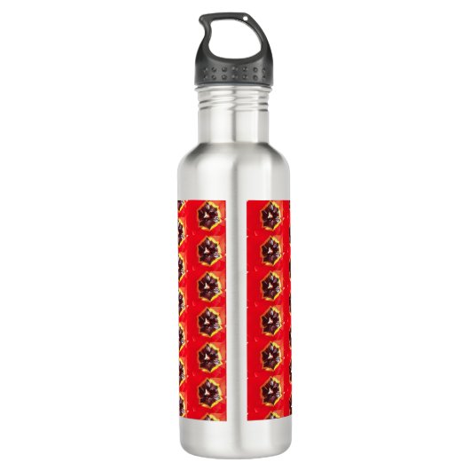 Scarlet Red Tulip Edelstahlflasche (Rückseite)