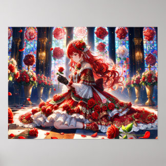 Scarlet Rose Cathedral Bezauberndes Schloss Poster