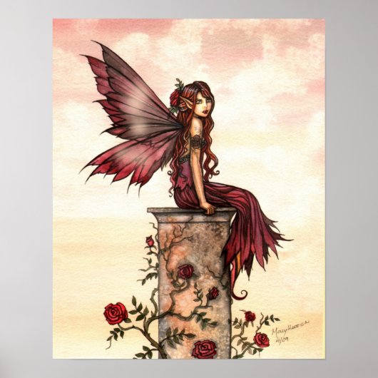 Scarlet Rose Faiasy Fantasy Art Poster (Vorne)