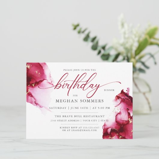 Scarlet Ruby Red Gem Geode Einladung (Stehend Vorderseite)