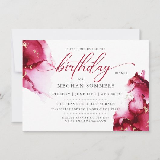 Scarlet Ruby Red Gem Geode Einladung (Vorderseite)