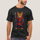 Scarlet Samurai Cat T-Shirt – Feline Warrior with  (Vorderseite)