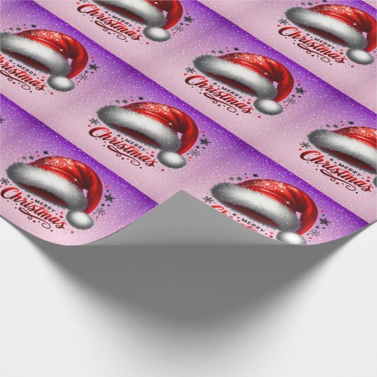 Scarlet Santa Hat Glow Geschenkpapier (Ecke)