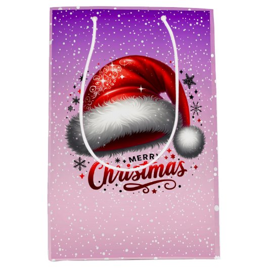 Scarlet Santa Hat Glow Mittlere Geschenktüte (Vorderseite)