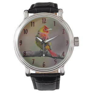 Scarlet Tanager Molting - Original Foto Armbanduhr