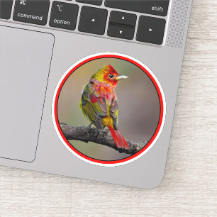 Scarlet Tanager Molting - Original Foto Aufkleber
