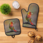 Scarlet Tanager Molting Original Foto Ofenhandschuh & Topflappen-Set (Oben Unten)