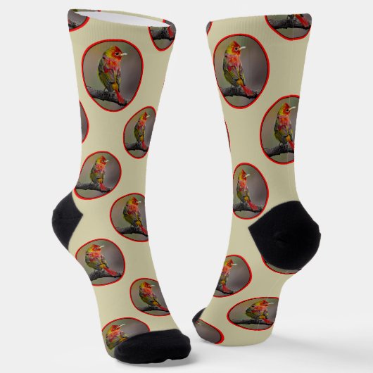 Scarlet Tanager Molting Original Foto Socken (Gewinkelt)
