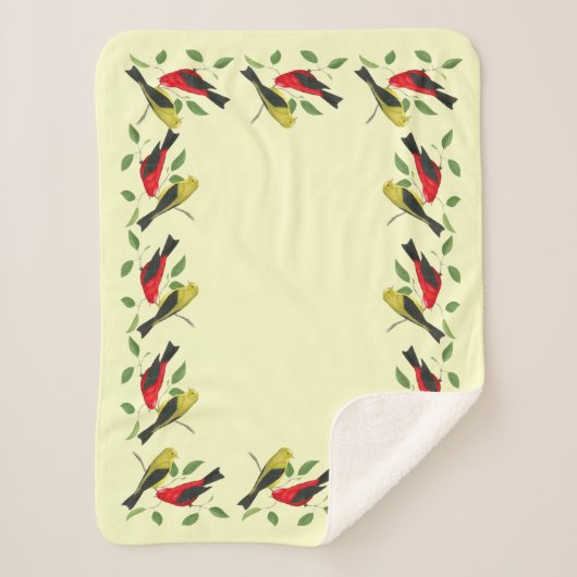 Scarlet Tanagers Bird Art Sherpa Blanka Sherpadecke (Vorderseite)