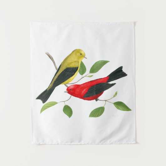 Scarlet Tanagers Bird Art Wandteppich (Vorderseite)
