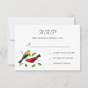 Scarlet Tanagers Bird Art Wedding RSVP Postkarte