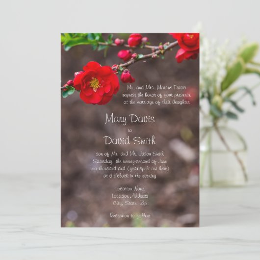 Scarlet Top Wedding Einladung (Stehend Vorderseite)