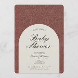 Scarlet Traditional Floral Arts and Crafts Shower Einladung