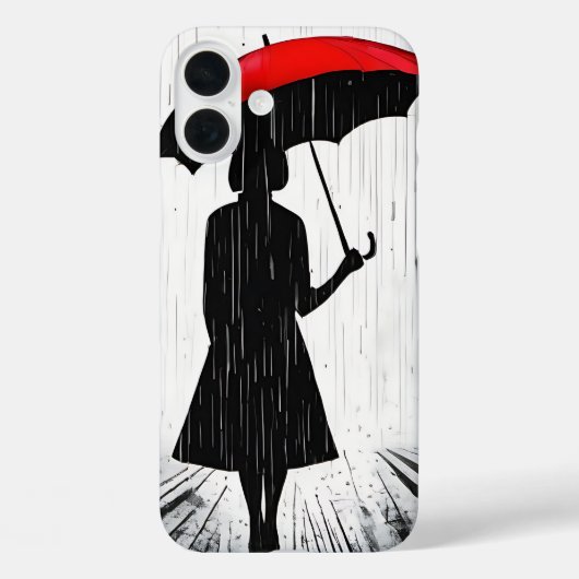 "Scarlet Umbrella" Rain Silhouette Kunst, Dichtung Case-Mate iPhone Hülle (Rückseite)