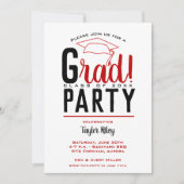 Scarlet und Black Graduation Party Einladung (Vorderseite)