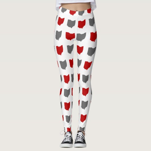Scarlet-und Grau-Staat von Ohio-Muster Leggings (Vorderseite)