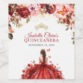 Scarlet verzaubert Blumen Gold Prinzessin Quincean Weinetikett (Einzelnes Label)