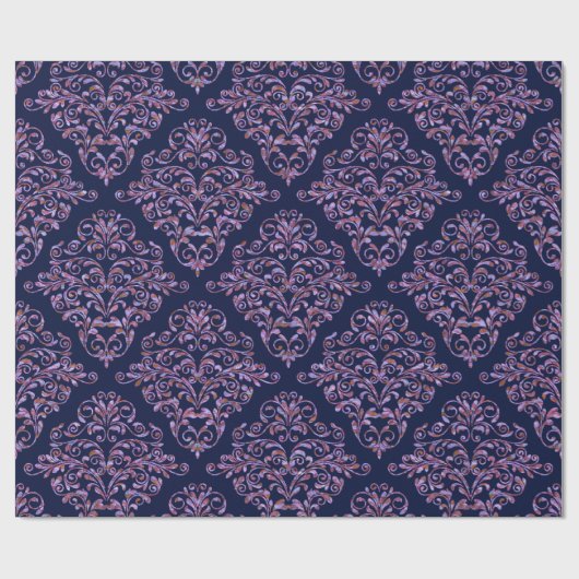 Scarletphylo Elegant Royal Bleu Damask 30" x 6' Geschenkpapier (Flach)