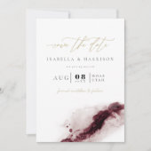 SCARLETT Boho Burgundy und Gold Save the Date Einladung (Vorderseite)
