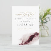 SCARLETT Boho Burgundy und Gold Save the Date Einladung (Stehend Vorderseite)