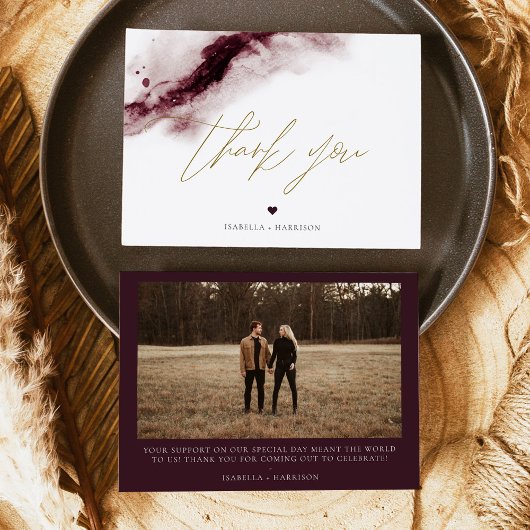 SCARLETT Boho Burgundy Watercolor Dankeschön Karte