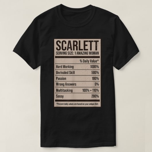 Scarlett Nutrition Fakten Name Nickname Alias Tite T-Shirt (Design vorne)