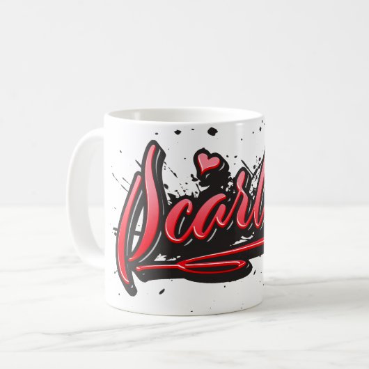 Scarlett red Heart Graffiti Tasse Kaffeetasse (Vorderseite Links)
