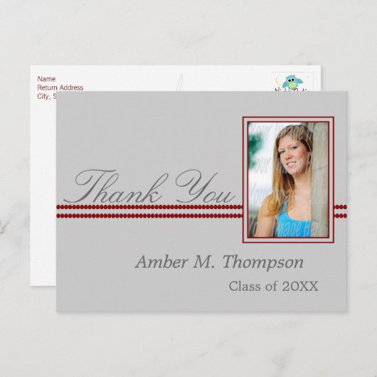Scarlett und Gray Abschluss Danke Postkarte (Vorne/Hinten)