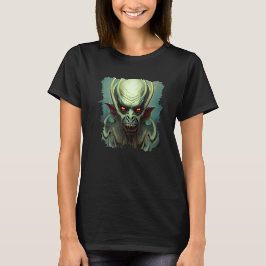 Scary Aquatic Horror Demon Nightmare Unique Digita T-Shirt (Vorderseite)