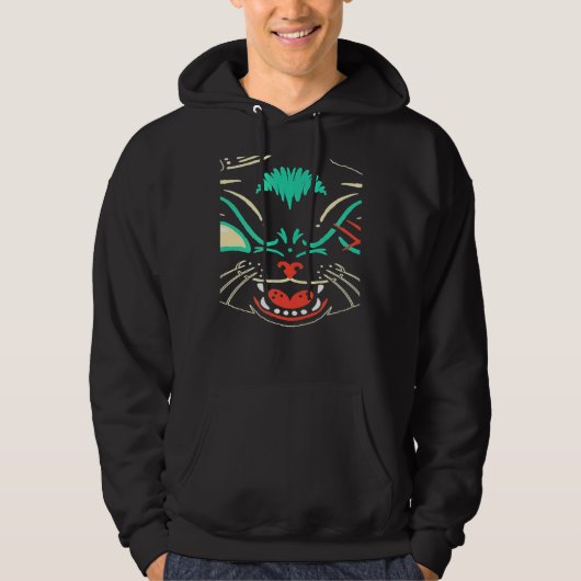 Scary Black Cat Face Graphic Cat Halloween Hoodie (Vorderseite)