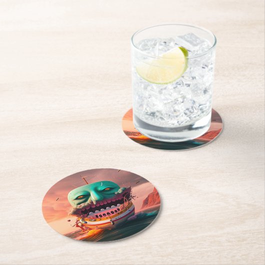 Scary boat runder pappuntersetzer (Vor Ort)