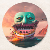 Scary boat runder pappuntersetzer (Vorderseite)