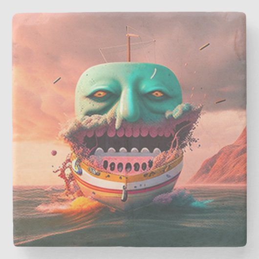 Scary boat steinuntersetzer (Vorderseite)