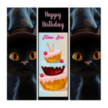 Scary Cat eyes Staring Birthday Wishes décor Name