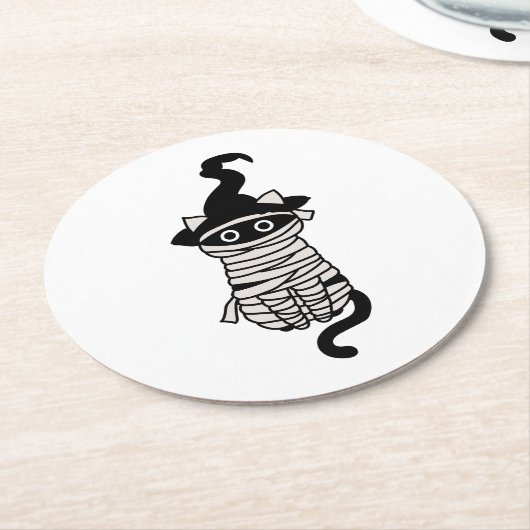 Scary cat wrapped runder pappuntersetzer (Angewinkelt)