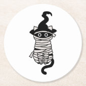 Scary cat wrapped runder pappuntersetzer (Vorderseite)