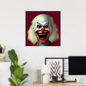 Scary clown horror portrait ugly monster Halloween Poster (Heimbüro)