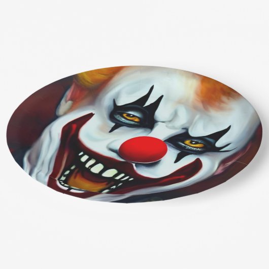 Scary Clown Paper Plate Pappteller (Schrägansicht)