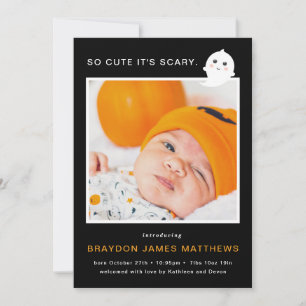 Scary Cute Halloween Birth Announcement Feiertagskarte