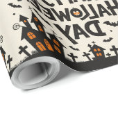 Scary Cute Pumpkins, Ghosts & Spider Web Design Geschenkpapier (Rolleneckpunkt)