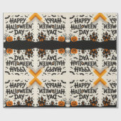 Scary Cute Pumpkins, Ghosts & Spider Web Design Geschenkpapier (Flach)